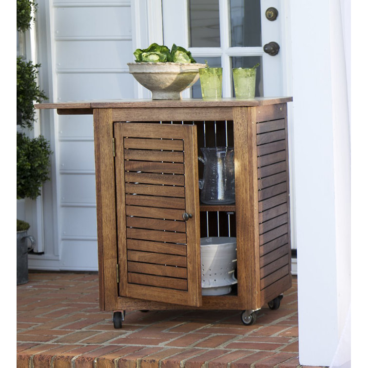 Plow & Hearth 32'' Wide Rolling Kitchen Cart with Solid Wood Top